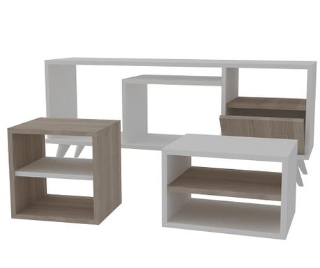 Set comoda TV si 2 masute de cafea Selin  White Cordoba