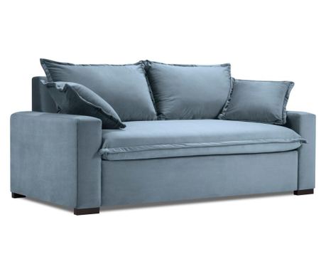 Canapea extensibila 3 locuri Mezzo Velvet Light Blue and Black
